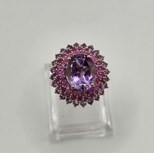 Moroccan Rose & Multi Gemstone 7.00 ctw Twilight Blossom Ring in 18K Vermeil 925